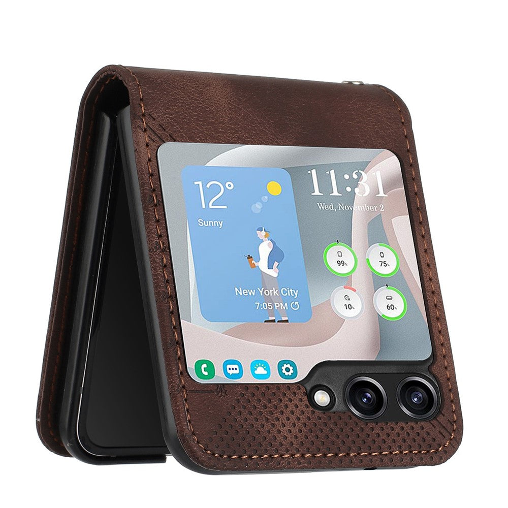 For Samsung Galaxy Z Flip7 FE 5G / Z Flip6 5G Leather Wallet Case Butterfly Flower Imprinted Phone Cover with Strap