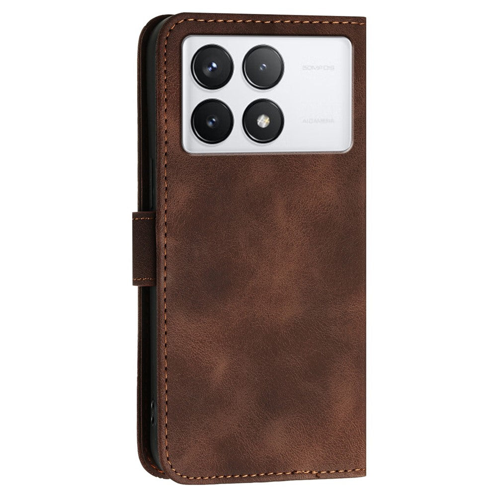 For Xiaomi Poco X6 Pro 5G / Redmi K70E 5G Leather Wallet Case Butterfly Flower Imprinted Phone Cover with Strap