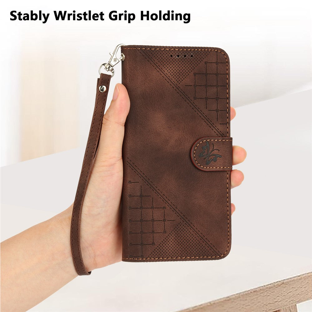For Xiaomi Poco X6 Pro 5G / Redmi K70E 5G Leather Wallet Case Butterfly Flower Imprinted Phone Cover with Strap