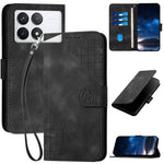 For Xiaomi Poco X6 Pro 5G / Redmi K70E 5G Leather Wallet Case Butterfly Flower Imprinted Phone Cover with Strap