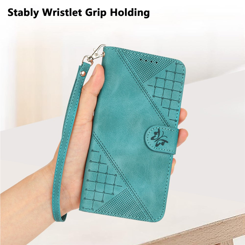For Xiaomi Redmi Note 13 Pro+ 5G Leather Wallet Case Butterfly Flower Imprinted Phone Cover with Strap