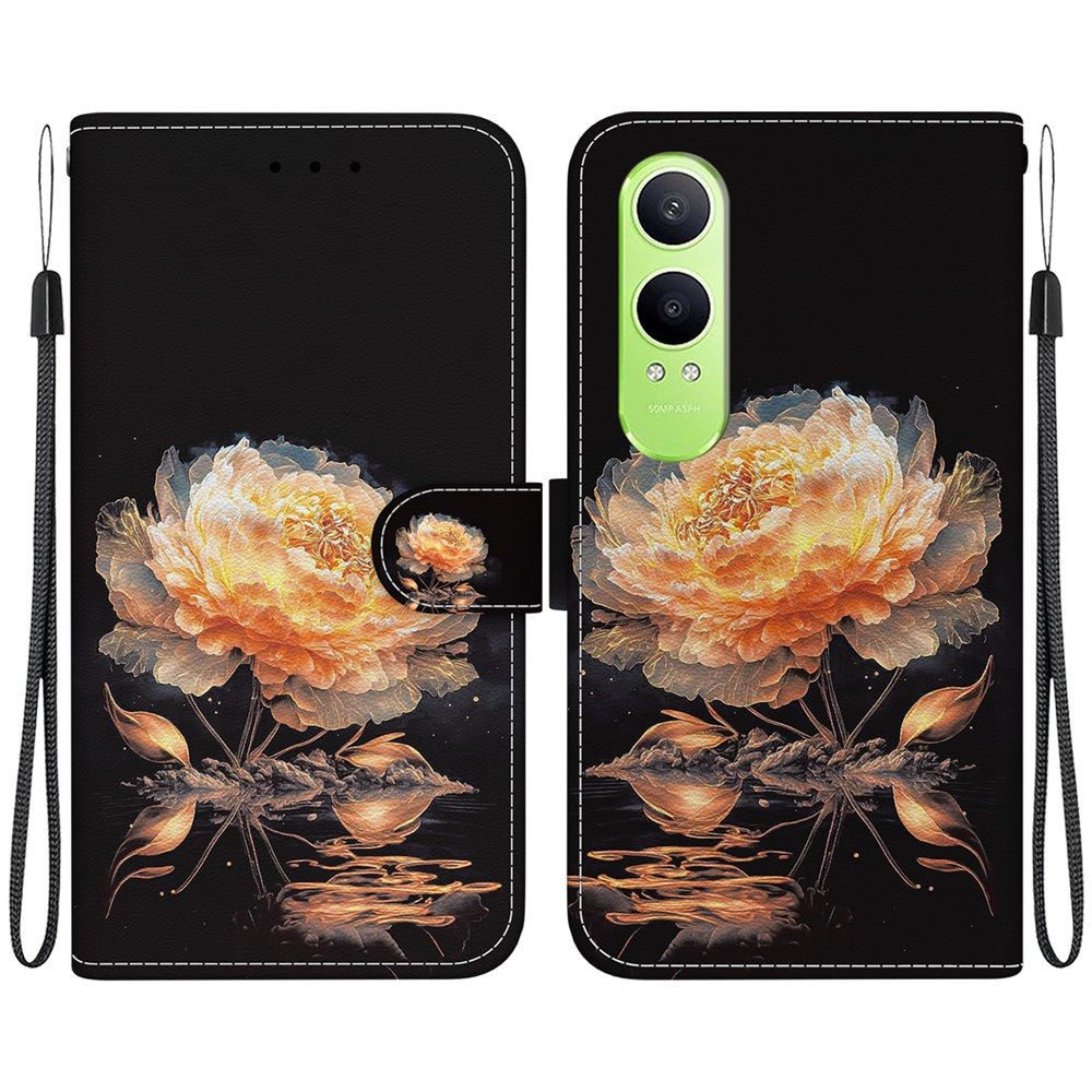 OnePlus Nord CE4 Lite 5G Plånboksfodral med fallskydd i läder, fällbart mönster