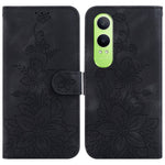 OnePlus Nord CE4 Lite 5G-skal Lily Flower Imprint Lädermobilskal med stativ