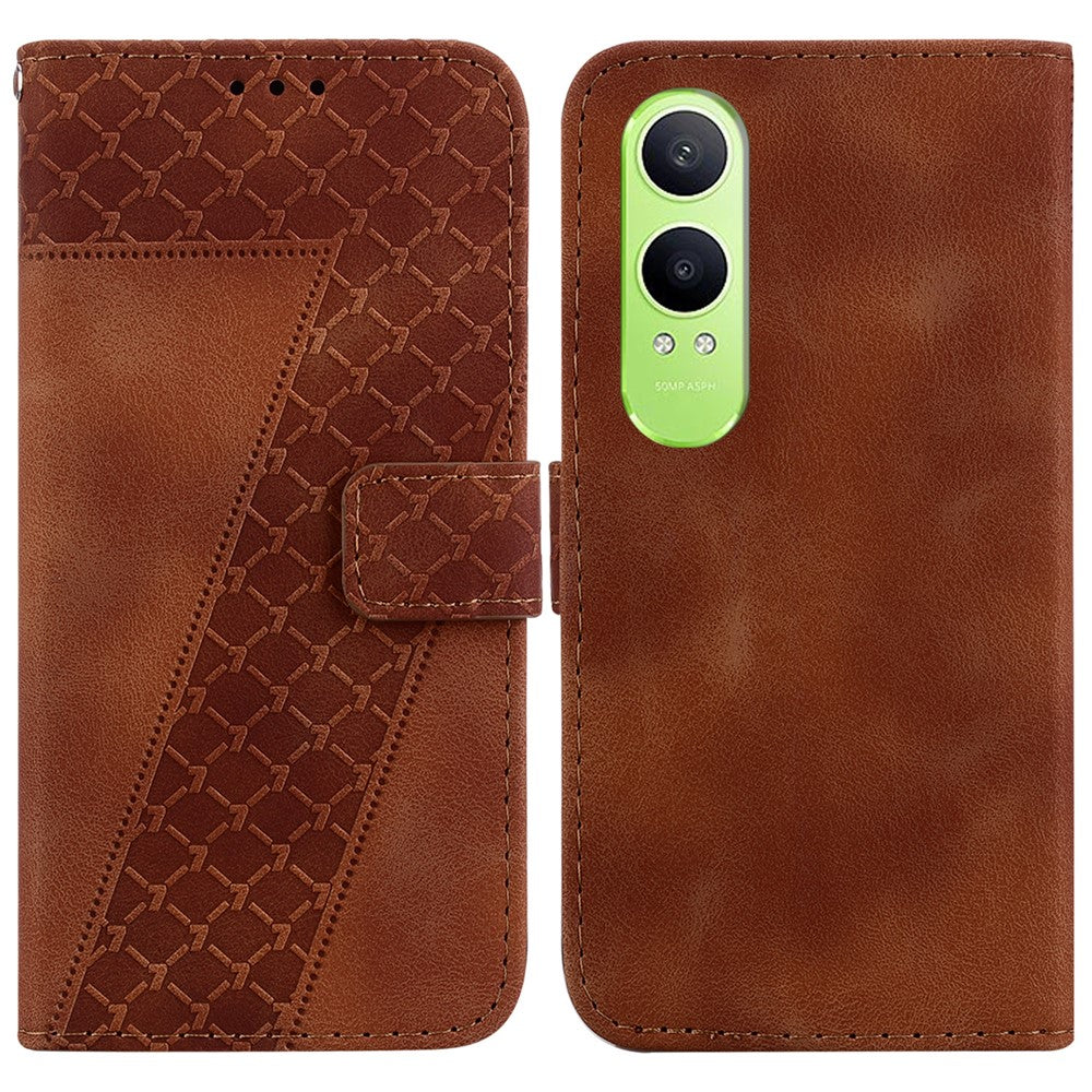 For OnePlus Nord CE4 Lite 5G Stand Case 7-Shaped Pattern Imprint Leather Phone Cover