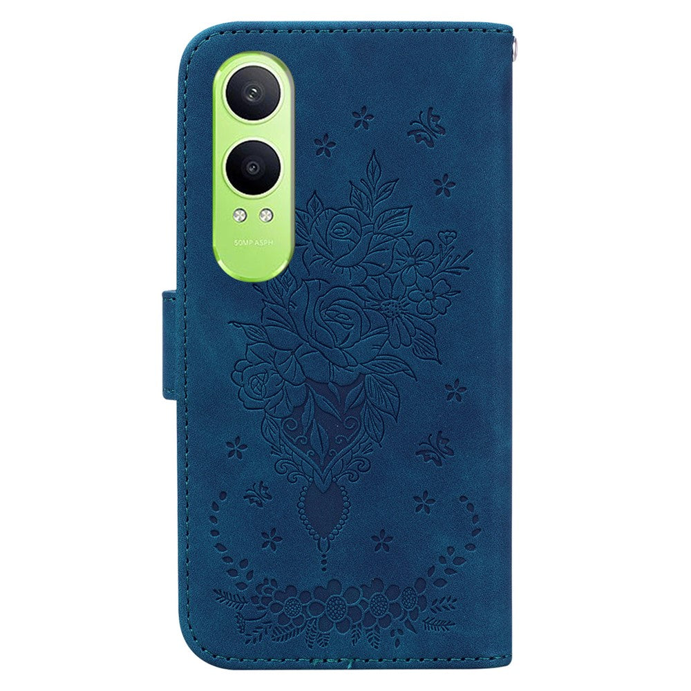 OnePlus Nord CE4 Lite 5G-skal i PU-läder med plånbok, mobilfodral med fjärilstryck och blommotiv