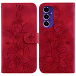 Samsung Galaxy A16 5G / A16 4G Skal Lily Flower Imprint Lädermobilskal med Stativ