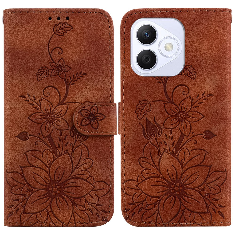 For Honor X60i 5G Case Lily Flower Imprint Leather Phone Cover with Stand