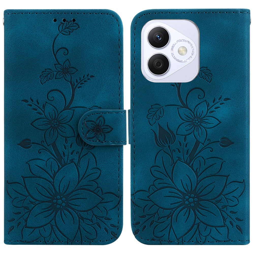 For Honor X60i 5G Case Lily Flower Imprint Leather Phone Cover with Stand
