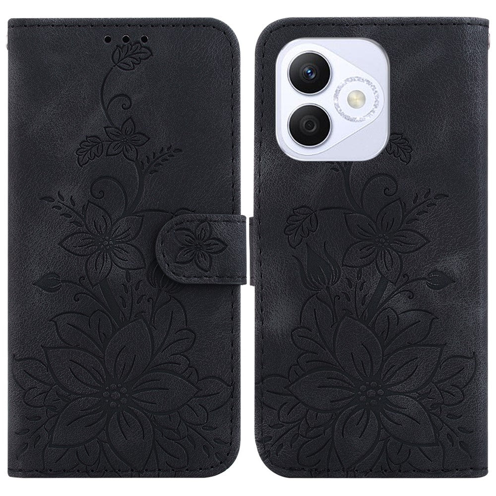 For Honor X60i 5G Case Lily Flower Imprint Leather Phone Cover with Stand