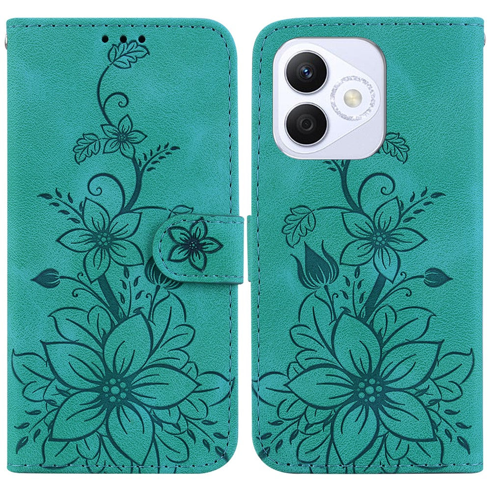 For Honor X60i 5G Case Lily Flower Imprint Leather Phone Cover with Stand