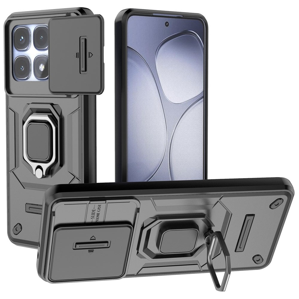 For Xiaomi Redmi K70 Ultra Case PC+TPU Kickstand Phone Protector with Lens Cover