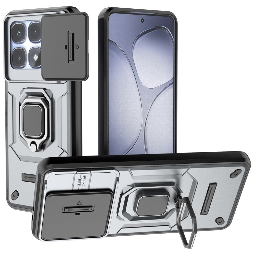 For Xiaomi Redmi K70 Ultra Case PC+TPU Kickstand Phone Protector with Lens Cover