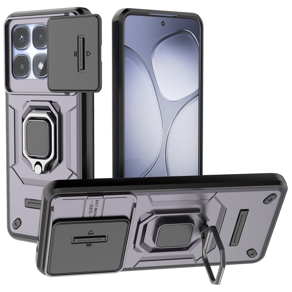 For Xiaomi Redmi K70 Ultra Case PC+TPU Kickstand Phone Protector with Lens Cover