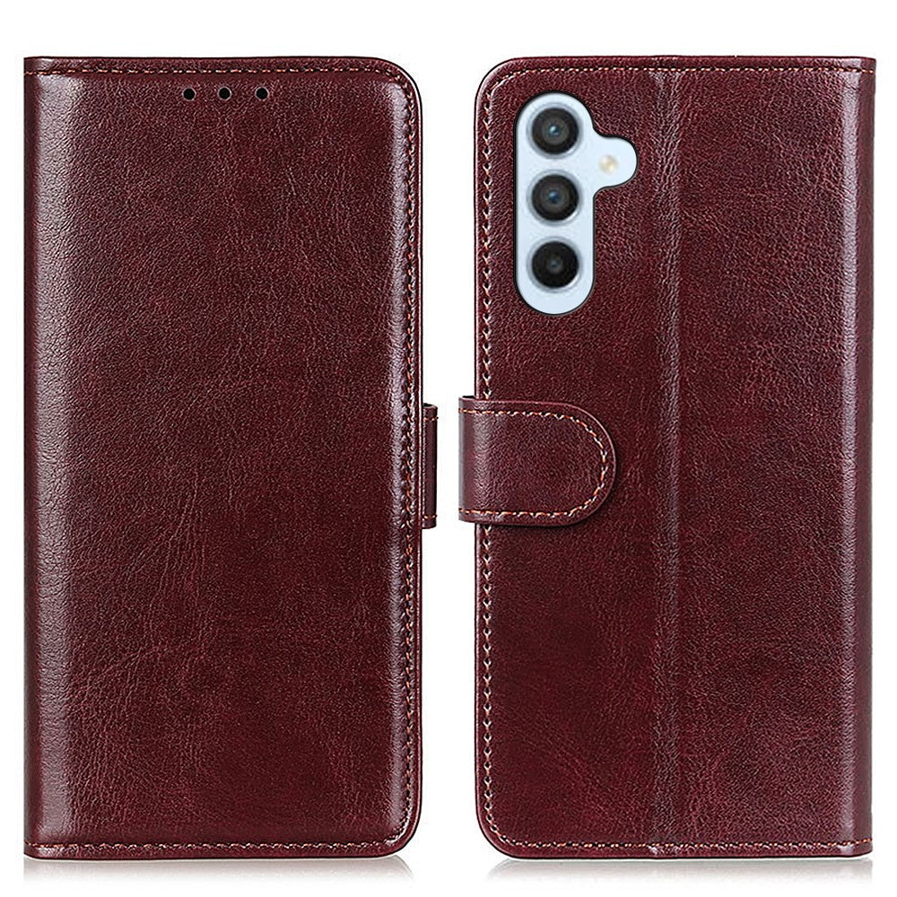 Til Samsung Galaxy M35 5G Cover Crazy Horse-tekstur PU-lædertelefonstativcover