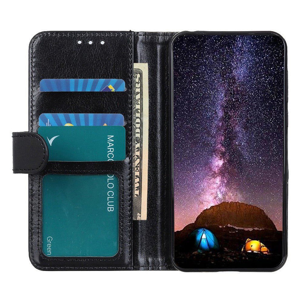 Til Samsung Galaxy A06 4G Etui Crazy Horse Tekstur PU-læder Telefonstativ Cover