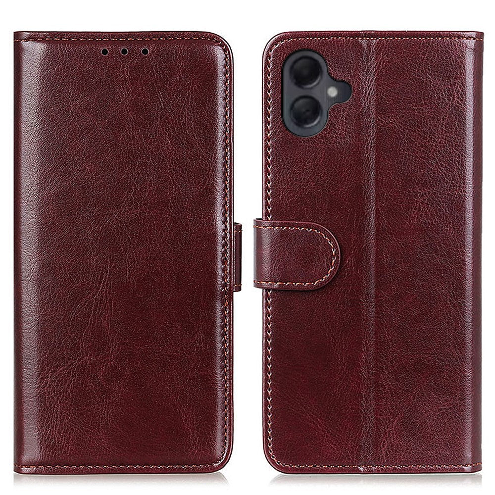 Til Samsung Galaxy A06 4G Etui Crazy Horse Tekstur PU-læder Telefonstativ Cover