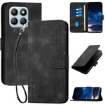 For Honor X8b 4G Leather Wallet Case Butterfly Flower Imprinted Phone Cover with Strap