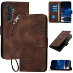 For Samsung Galaxy F55 5G / C55 5G / M55 5G Leather Wallet Case Butterfly Flower Imprinted Phone Cover with Strap