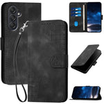For Samsung Galaxy F55 5G / C55 5G / M55 5G Leather Wallet Case Butterfly Flower Imprinted Phone Cover with Strap