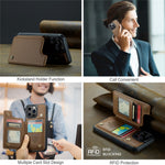 Til iPhone 16 Pro Max telefoncover CASEME C22 læderbagside med RFID-blokerende kortpladser