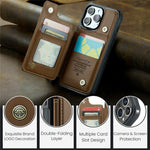 For iPhone 16 Pro Phone Case CASEME C22 Leather Back Cover with RFID Blocking Card Slots