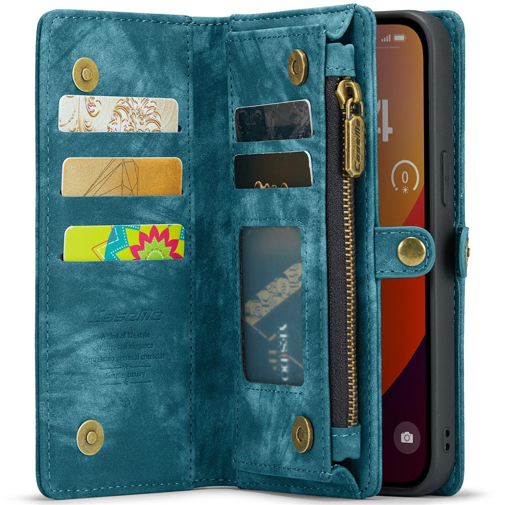For iPhone 16 Pro Max Phone Cases CASEME 008 Leather Cover with Detachable Wallet and Strap