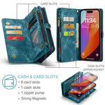 For iPhone 16 Pro Max Phone Cases CASEME 008 Leather Cover with Detachable Wallet and Strap
