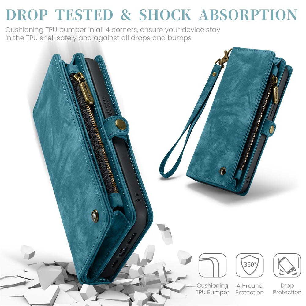 For iPhone 16 Pro Max Phone Cases CASEME 008 Leather Cover with Detachable Wallet and Strap