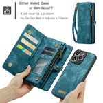 For iPhone 16 Pro Max Phone Cases CASEME 008 Leather Cover with Detachable Wallet and Strap