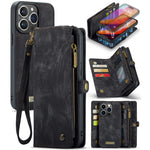For iPhone 16 Pro Max Phone Cases CASEME 008 Leather Cover with Detachable Wallet and Strap