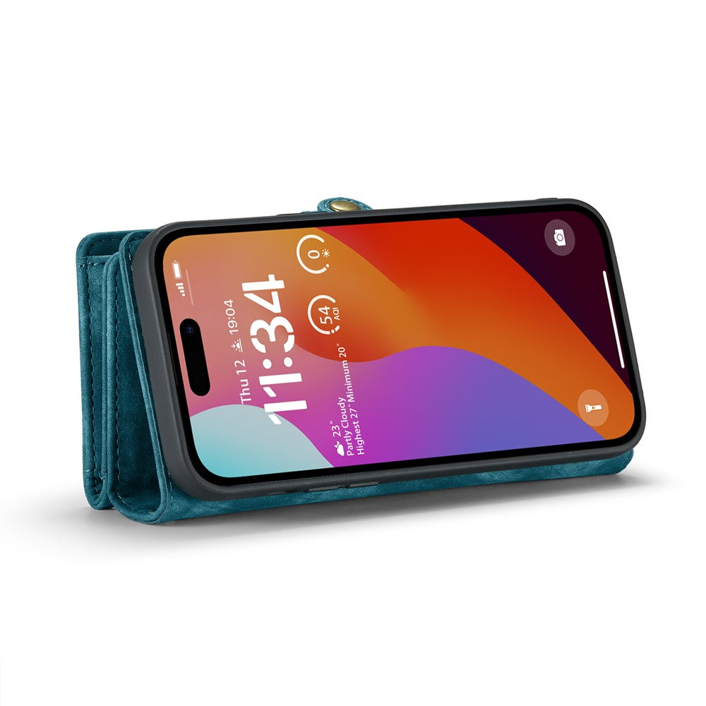 För iPhone 16 Pro Fodral CASEME 008 Läderfodral med avtagbar plånbok och rem