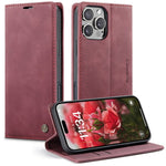 CASEME 013 Series For iPhone 16 Pro Max Case Card Holder Stand Leather Phone Cover