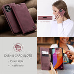 CASEME 013 Series For iPhone 16 Pro Max Case Card Holder Stand Leather Phone Cover