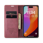 CASEME 013 Series For iPhone 16 Pro Max Case Card Holder Stand Leather Phone Cover