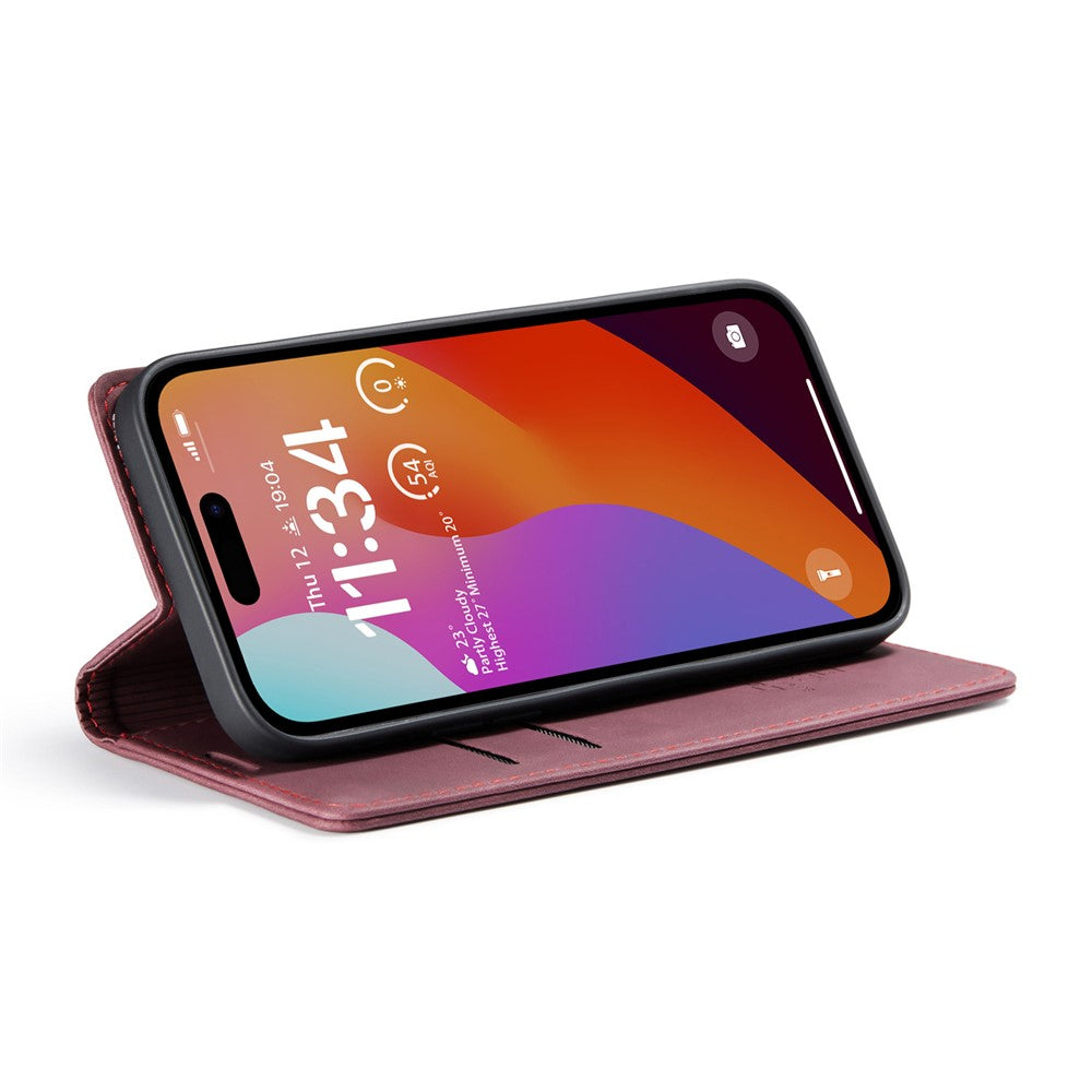 CASEME 013 Series For iPhone 16 Pro Max Case Card Holder Stand Leather Phone Cover