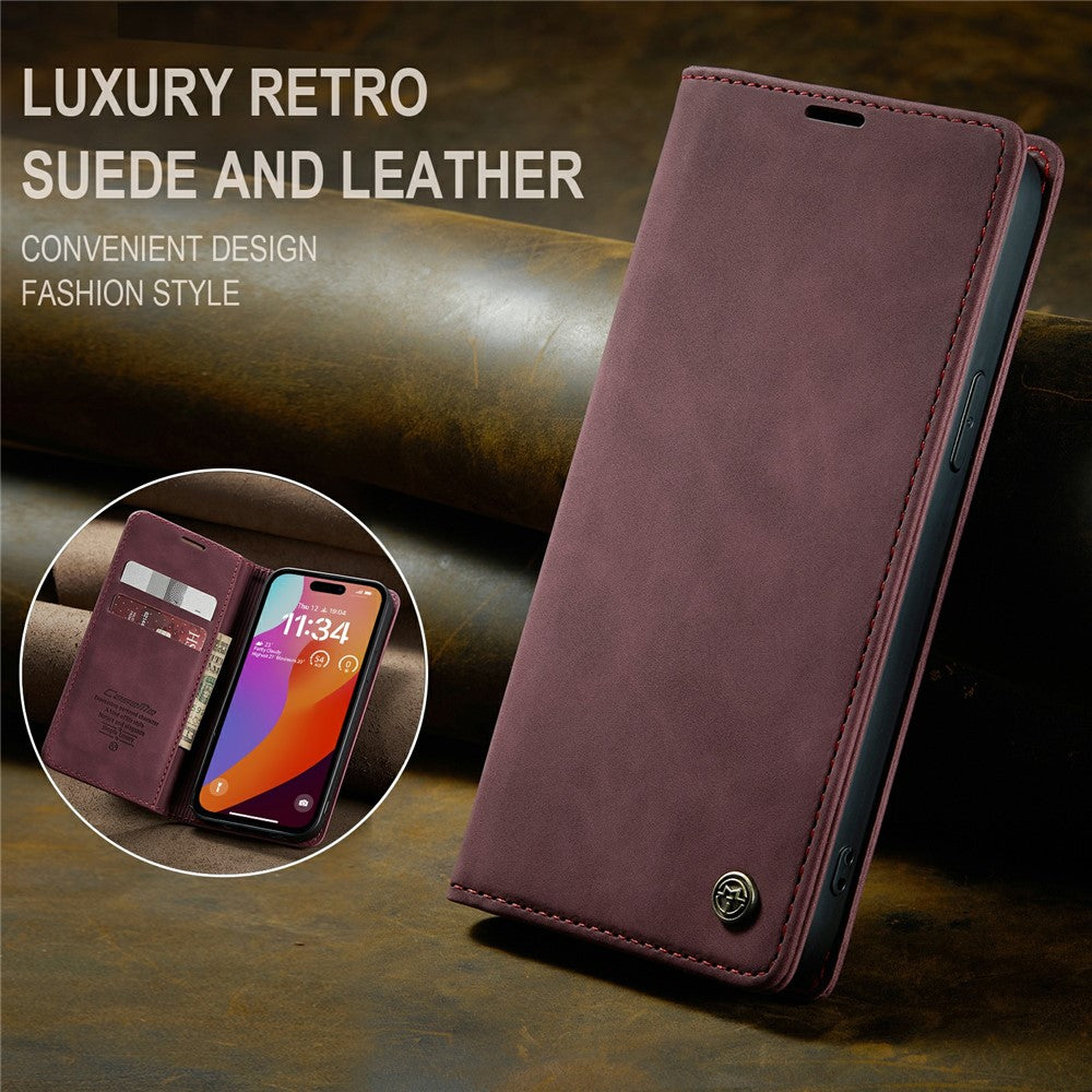 CASEME 013 Series For iPhone 16 Pro Max Case Card Holder Stand Leather Phone Cover