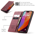 CASEME 013 Series For iPhone 16 Pro Max Case Card Holder Stand Leather Phone Cover
