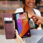 CASEME 013 Series For iPhone 16 Pro Max Case Card Holder Stand Leather Phone Cover