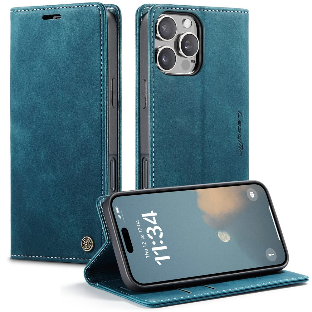CASEME 013 Series For iPhone 16 Pro Max Case Card Holder Stand Leather Phone Cover