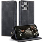 CASEME 013 Series For iPhone 16 Pro Case Card Holder Stand Leather Phone Cover