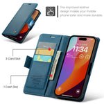 For iPhone 16 Pro Leather Case CASEME 023 RFID Blocking 3 Card Slot Mobile Cover