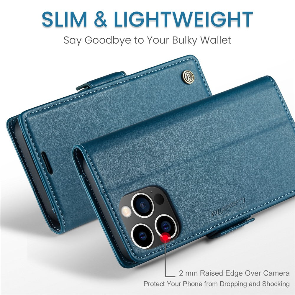 For iPhone 16 Pro Leather Case CASEME 023 RFID Blocking 3 Card Slot Mobile Cover