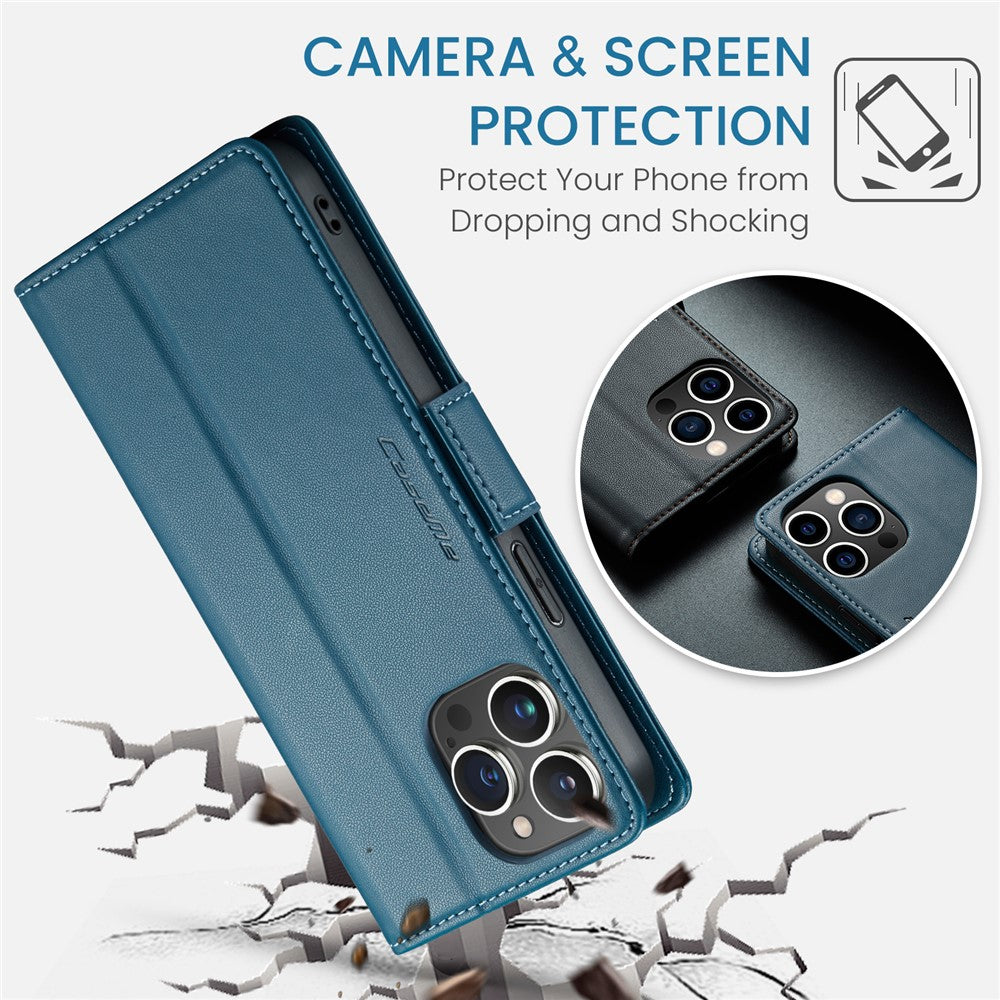 For iPhone 16 Pro Leather Case CASEME 023 RFID Blocking 3 Card Slot Mobile Cover
