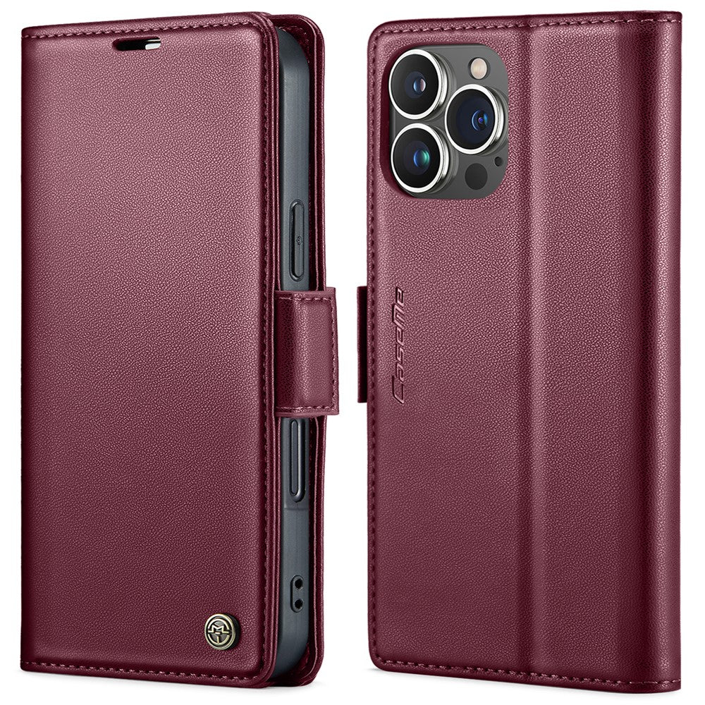 For iPhone 16 Pro Leather Case CASEME 023 RFID Blocking 3 Card Slot Mobile Cover