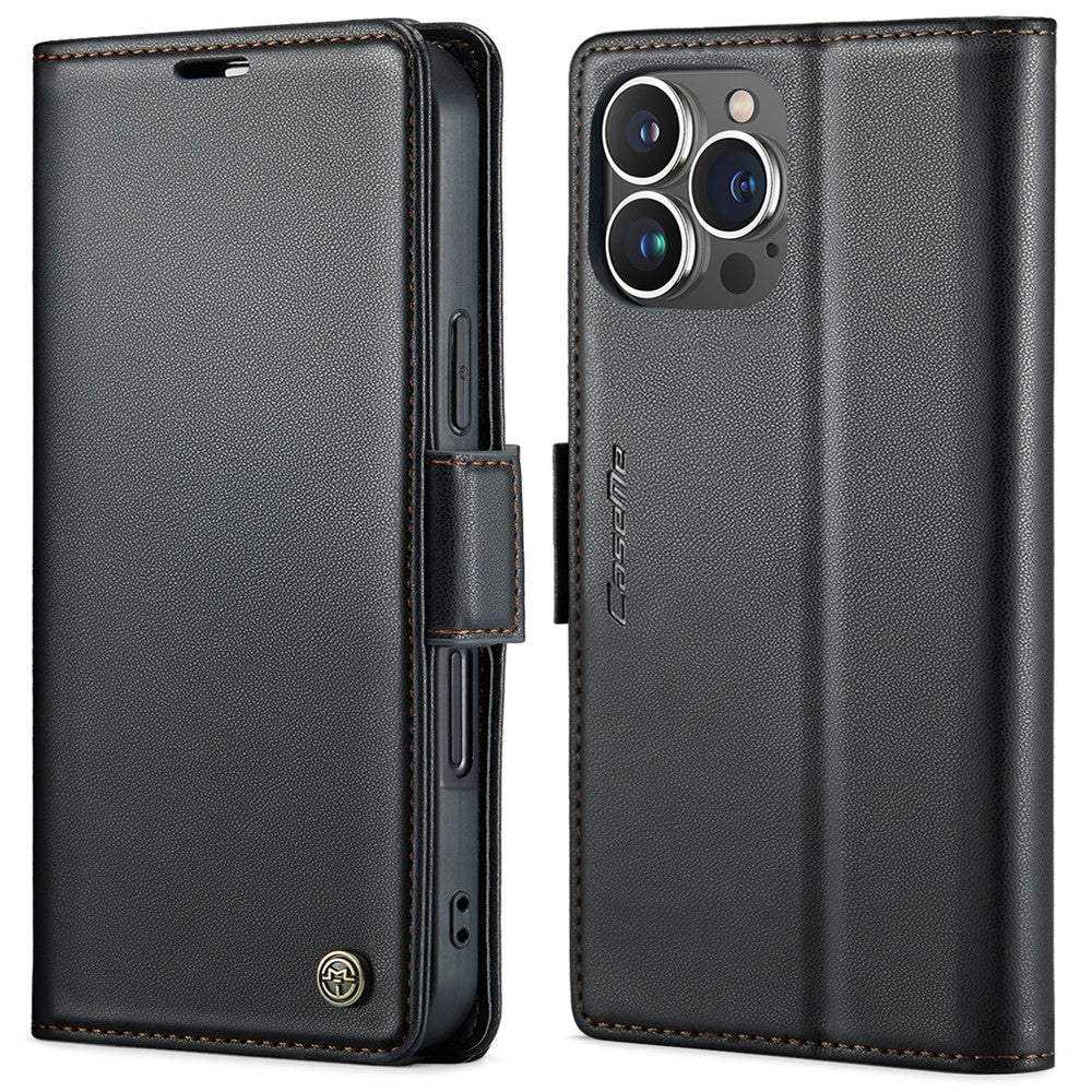 For iPhone 16 Pro Leather Case CASEME 023 RFID Blocking 3 Card Slot Mobile Cover