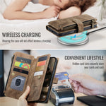 For iPhone 16 Pro Max Phone Cases with Strap CASEME C30 Zipper Multiple Card Holder PU Leather Cover