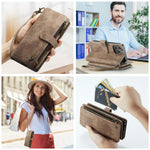 For iPhone 16 Pro Max Phone Cases with Strap CASEME C30 Zipper Multiple Card Holder PU Leather Cover