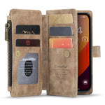 For iPhone 16 Pro Phone Cases with Strap CASEME C30 Zipper Multiple Card Holder PU Leather Cover