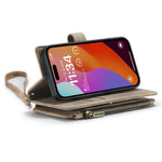 For iPhone 16 Pro Phone Cases with Strap CASEME C30 Zipper Multiple Card Holder PU Leather Cover