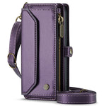 For iPhone 16 Pro Max Leather Case CASEME C36 Zipper Multiple Card Slots Phone Cover with Straps